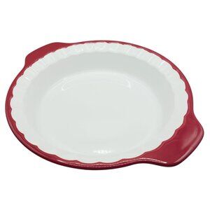 KitchenAid Vitrified Stoneware 9" Pie Dish Red White Oven/Micro/Dishwasher Safe